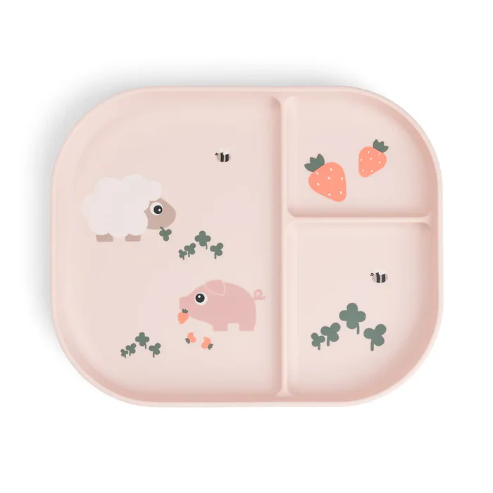 Done by Deer секційна тарілка Foodie Tiny Farm, пудровий – інтернет-магазин Done by Deer