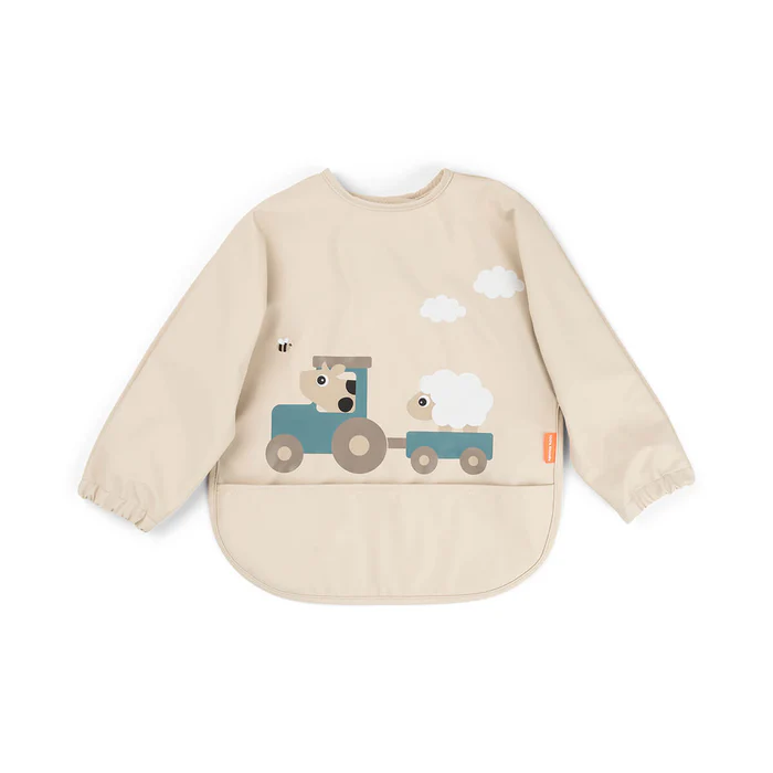 Done by Deer нагрудник з рукавами та кишенею Tiny Farm, пісочний – інтернет-магазин Done by Deer