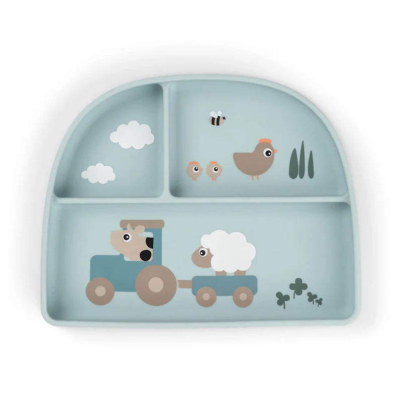 Done by Deer секційна тарілка Stick&Stay Tiny Farm, синій – інтернет-магазин Done by Deer