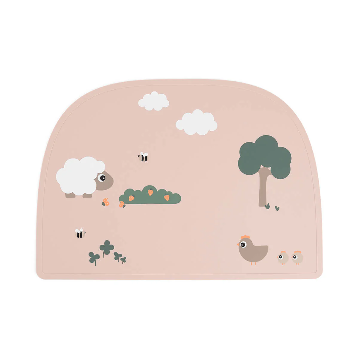 Силіконовий килимок під тарілку Tiny Farm, пудровий – інтернет-магазин Done by Deer
