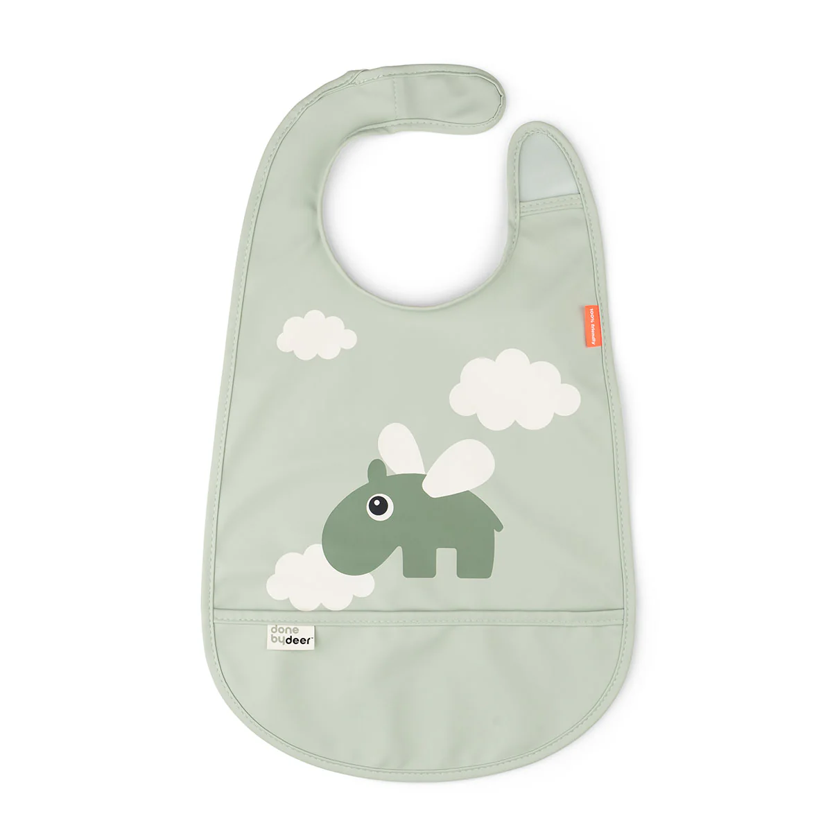 Нагрудник з липучкою Happy Clouds, зелений – інтернет-магазин Done by Deer